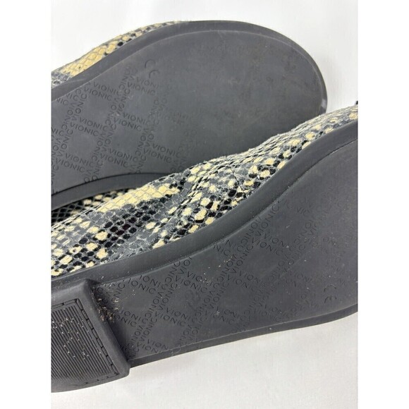 Vionic Minna Ballet Flats Size 6.5 Black Cream Reptile Print Leather Cap Toe - Picture 16 of 16